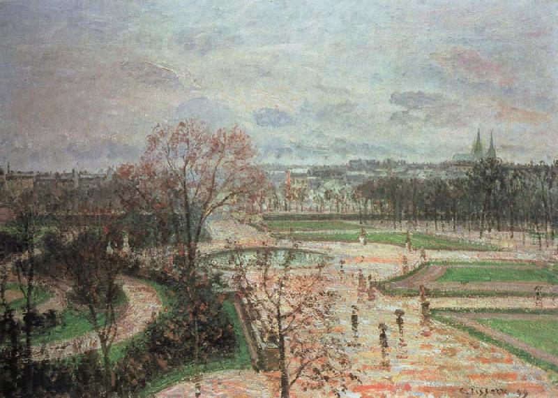 Camille Pissarro the tuileries gardens,rainy weather oil painting picture